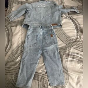 Boys, denim, jeans and coat. Size 12-18 months . Worn once .